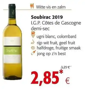 Colruyt Soubirac 2019 i.g.p. côtes de gascogne demi-sec aanbieding
