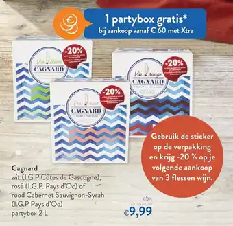 OKay Cagnard wit (I.G.P Côtes de Gascogne), rosé (I.G.P. Pays d'Oc) of rood Cabernet Sauvignon-Syrah (I.G.P Pays d'Oc) partybox 2L aanbieding
