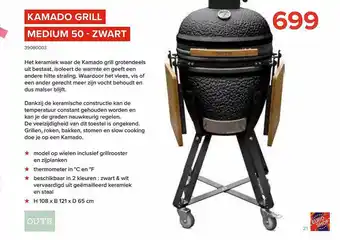 Euroshop Kamado Grill Medium 50 - Zwart aanbieding