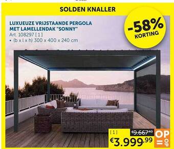 Zelfbouwmarkt Luxueuze Vrijstaande Pergola Met Lamellendak aanbieding