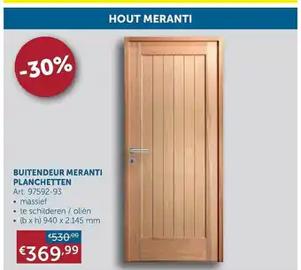 Buitendeur Meranti Planchetten