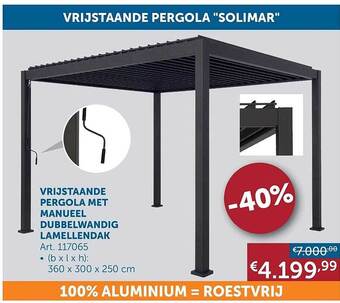 Vrijstaande Pergola Met Manueel Dubbelwandig Lamellendak