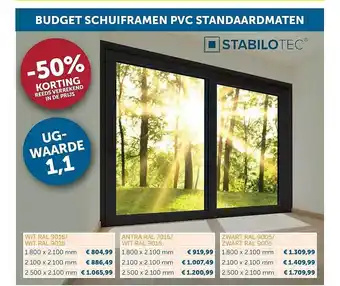 Zelfbouwmarkt Budget Schuiframen Pvc Standaardmaten Stabilotec aanbieding