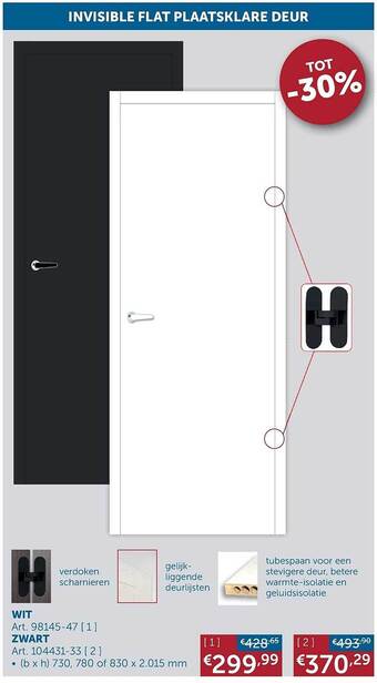 Zelfbouwmarkt Invisible Flat Plaatsklare Deur aanbieding