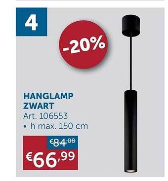 Zelfbouwmarkt Hanglamp Zwart aanbieding