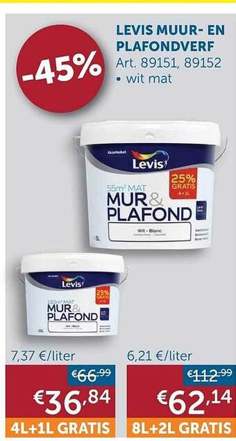 Zelfbouwmarkt Levis Muur- En Plafondverf aanbieding