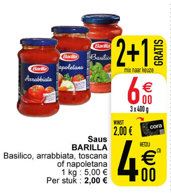 Cora Saus Barilla aanbieding