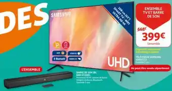 Auchan Ensemble TV et barre de son televiseur samsung 108cm (43") smart TV-wifi ultra HD 4K aanbieding