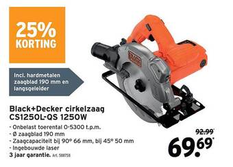 GAMMA Black + decker cirkelzaag cs1250l-qs 1250w aanbieding