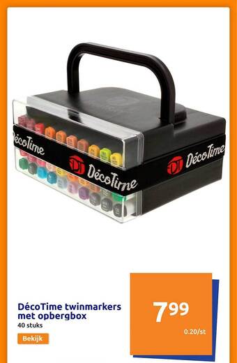 Action Décotime twinmarkers met opbergbox aanbieding