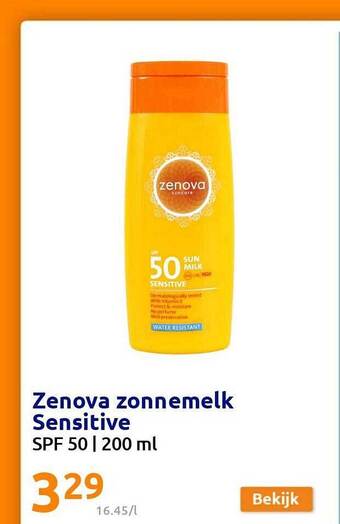 Action Zenova zonnemelk sensitive aanbieding