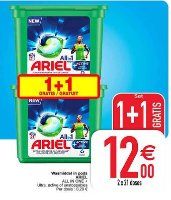 Cora Wasmiddel in pods ariel aanbieding