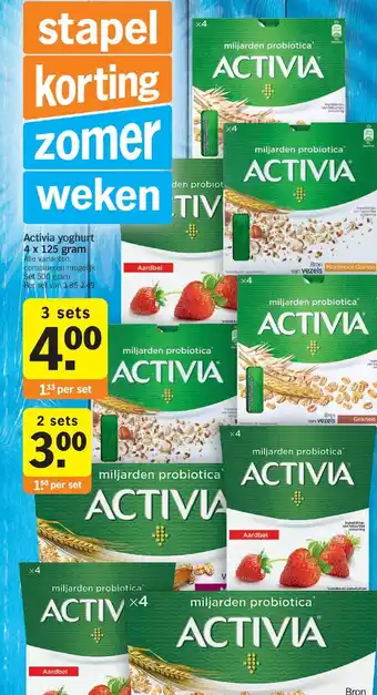 Albert Heijn Activia yoghurt 4 x 125g per set aanbieding