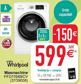 Cora Whirlpool Wasmachine FFD1164BCV aanbieding
