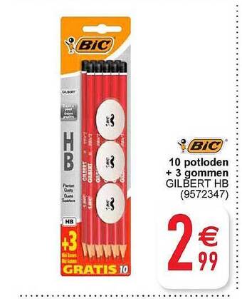 Cora Bic 10 potloden + 3 gommen aanbieding