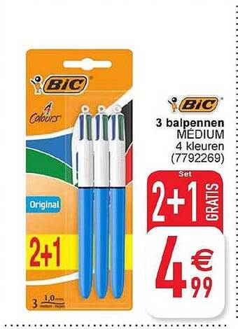Cora Bic 3 balpennen aanbieding