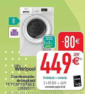 Cora Whirlpool condensatiedroogkast aanbieding