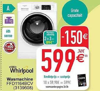 Cora Whirlpool wasmachine aanbieding