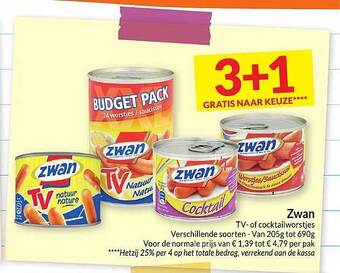 Intermarché Zwan tv of cocktailworstjes aanbieding