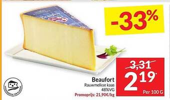 Intermarché Beaufort rauwmelkse kaas aanbieding