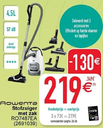 Cora Rowenta Stofzuiger met zak RO7487EA aanbieding