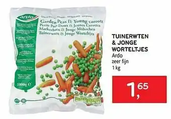 Tuinerwten + jonge worteltjes ardo