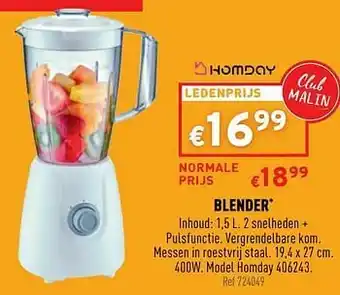 Trafic Blender homday 406243 aanbieding
