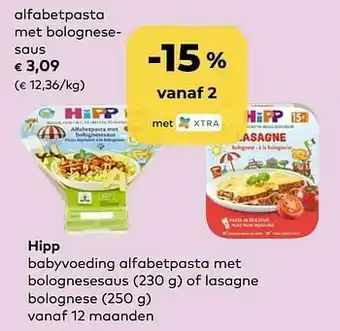Bio Planet Hipp alfabetpasta met bolognesesaus aanbieding