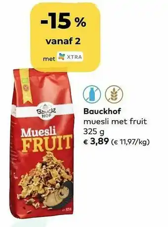 Bio Planet Bauckhof muesli met fruit aanbieding
