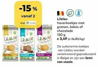 Bio Planet Lilalou haverkoekjes met granen, kokos of chocolade aanbieding