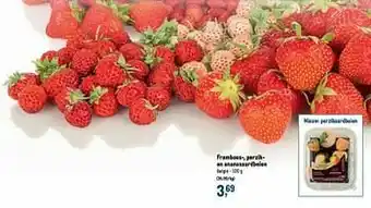 Framboos-, perziken ananasaardbeien