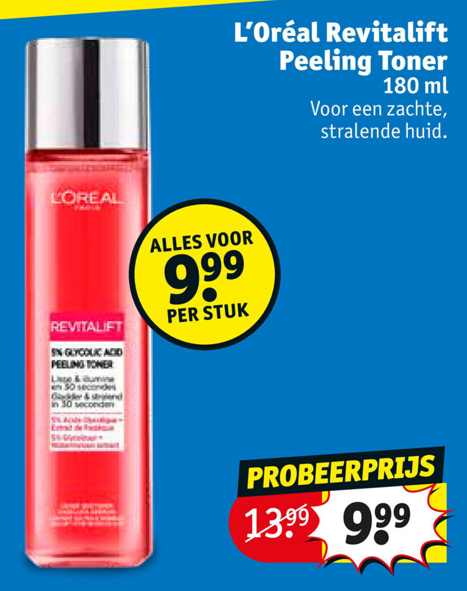 L'Oreal Revitalift Peeling Toner 180 ml promotie bij Kruidvat
