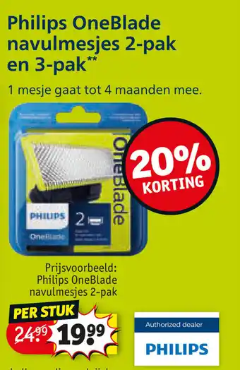 Kruidvat Philips OneBlade navulmesjes 2-pak en 3-pak aanbieding