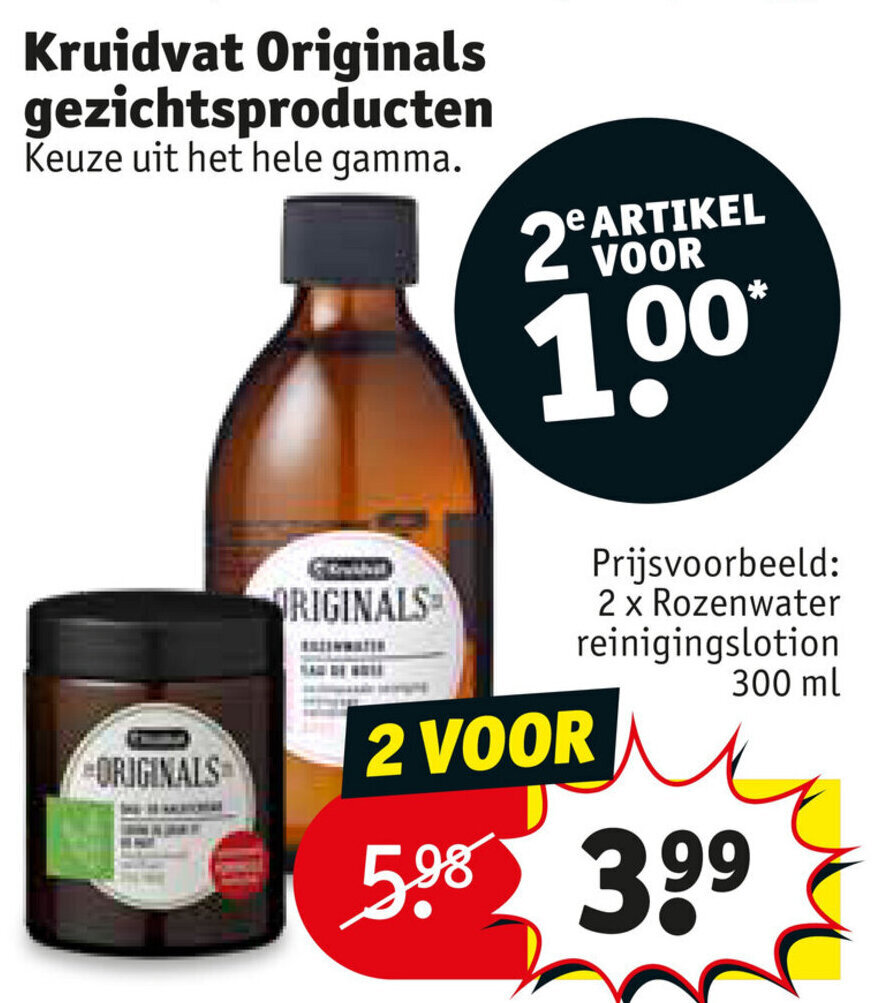 Kruidvat Original gezichtsproducten 2 x Rozenwater reinigingslotion 300