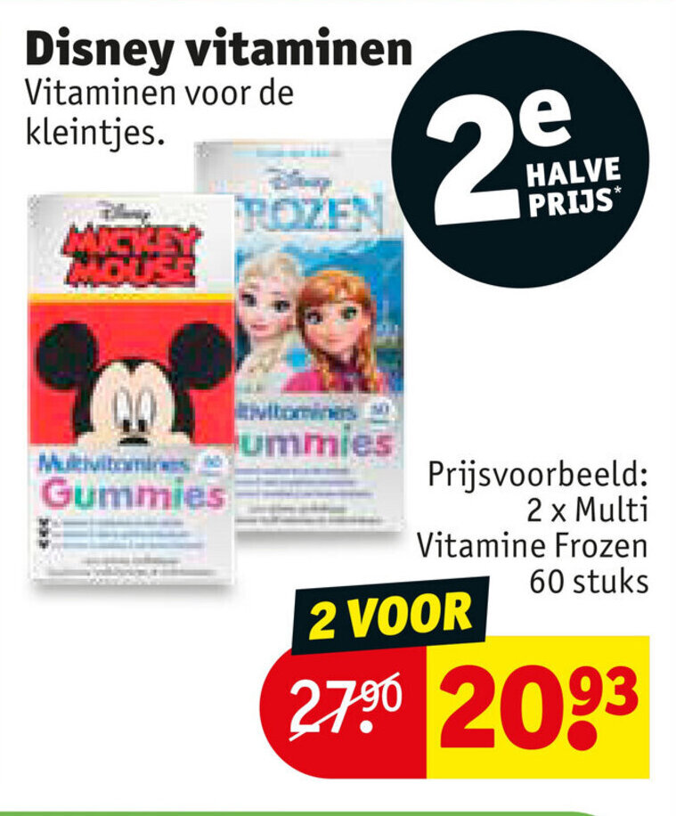 Disney Vitaminen 2 x Multi Vitamine Frozen 60 stuks promotie bij Kruidvat
