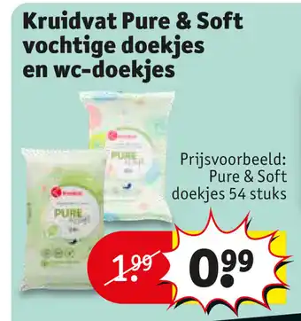 Kruidvat Kruidvat Pure & Soft vochtige doekjes en wc-doekjes 54 stuks aanbieding