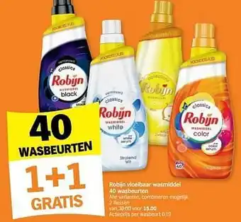 Albert Heijn Robijn vloeibaar wasmiddel aanbieding