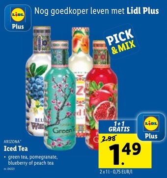 Lidl Arizona Iced Tea 2 x 1 L aanbieding