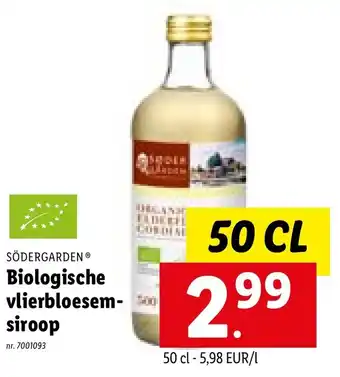 Lidl Sodergarden Biologische vlierbloesemsiroop 50 cl aanbieding