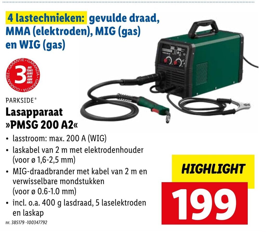 Parkside Lasapparaat >>PMSG 200 A2