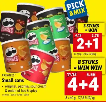 Lidl Pringles Small cans 8 x 40 g aanbieding