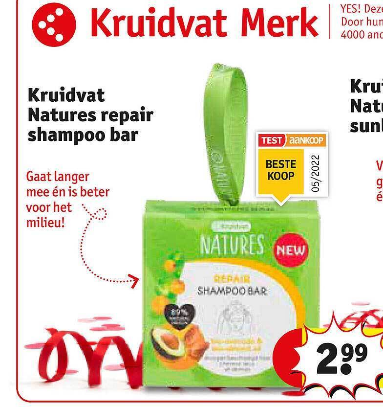 Kruidvat natures repair shampoo bar promotie bij Kruidvat