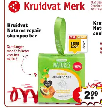 Kruidvat Kruidvat natures repair shampoo bar aanbieding