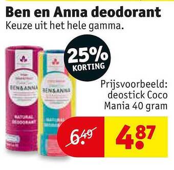 Kruidvat Ben en anna deodorant aanbieding