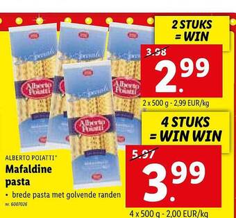 Lidl Mafaldine pasta aanbieding