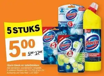 Albert Heijn Glorix bleek en toiletblokken 5 stuks aanbieding