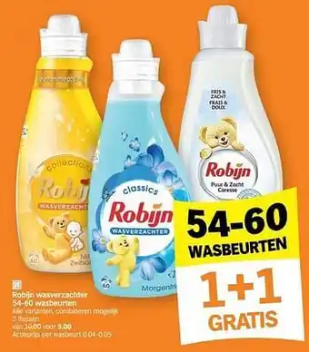 Albert Heijn Robijn wasverzachter 50-60 wasbeurten aanbieding