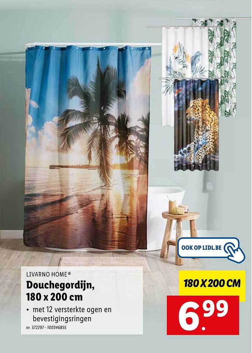 Douchegordijn, 180 x 200 cm promotie bij Lidl