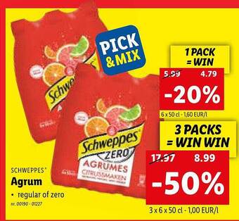 Lidl Schweppes agrum aanbieding