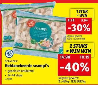 Lidl Geblancheerde scampi's aanbieding